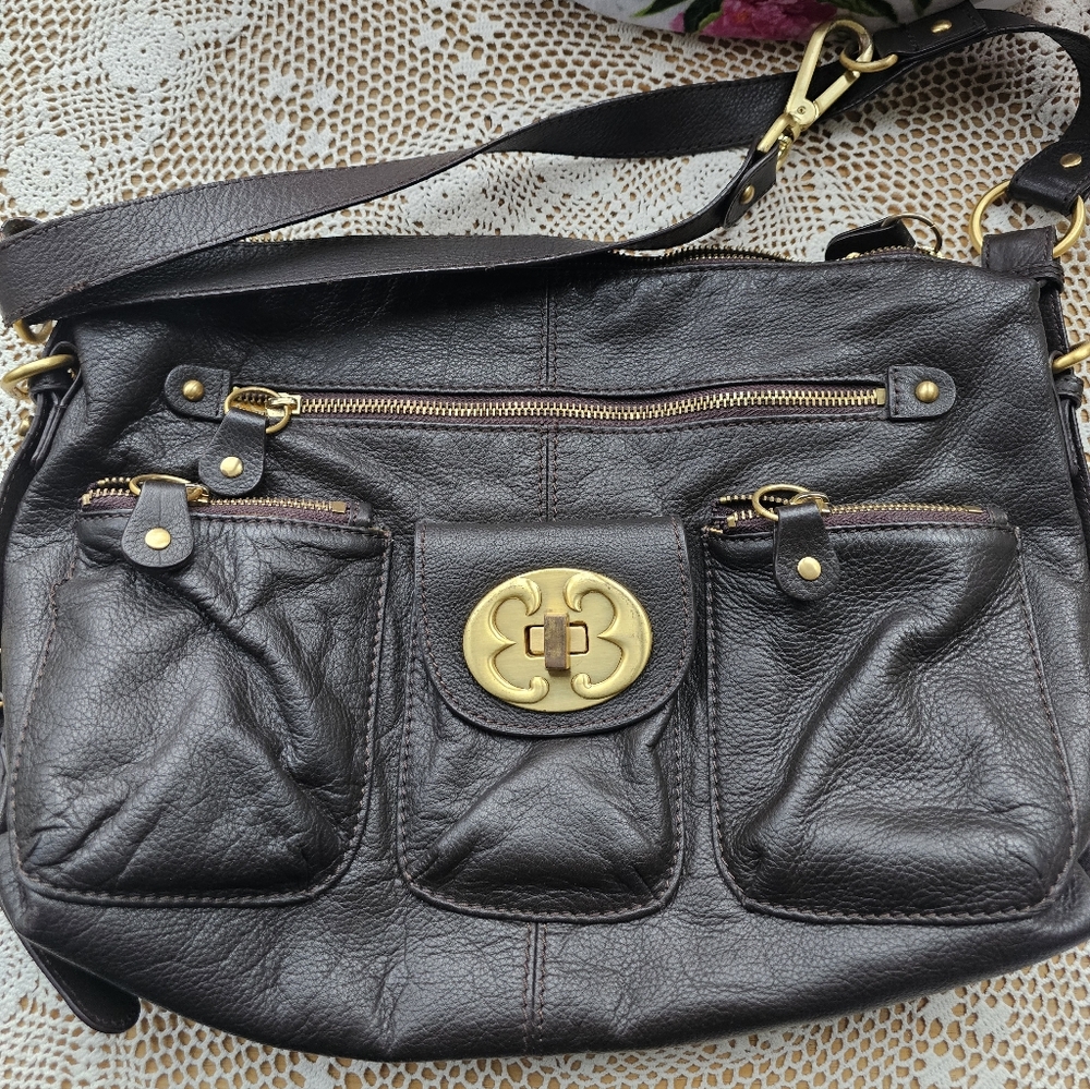 EMMA FOX Brown Leather Hobo Bag Used